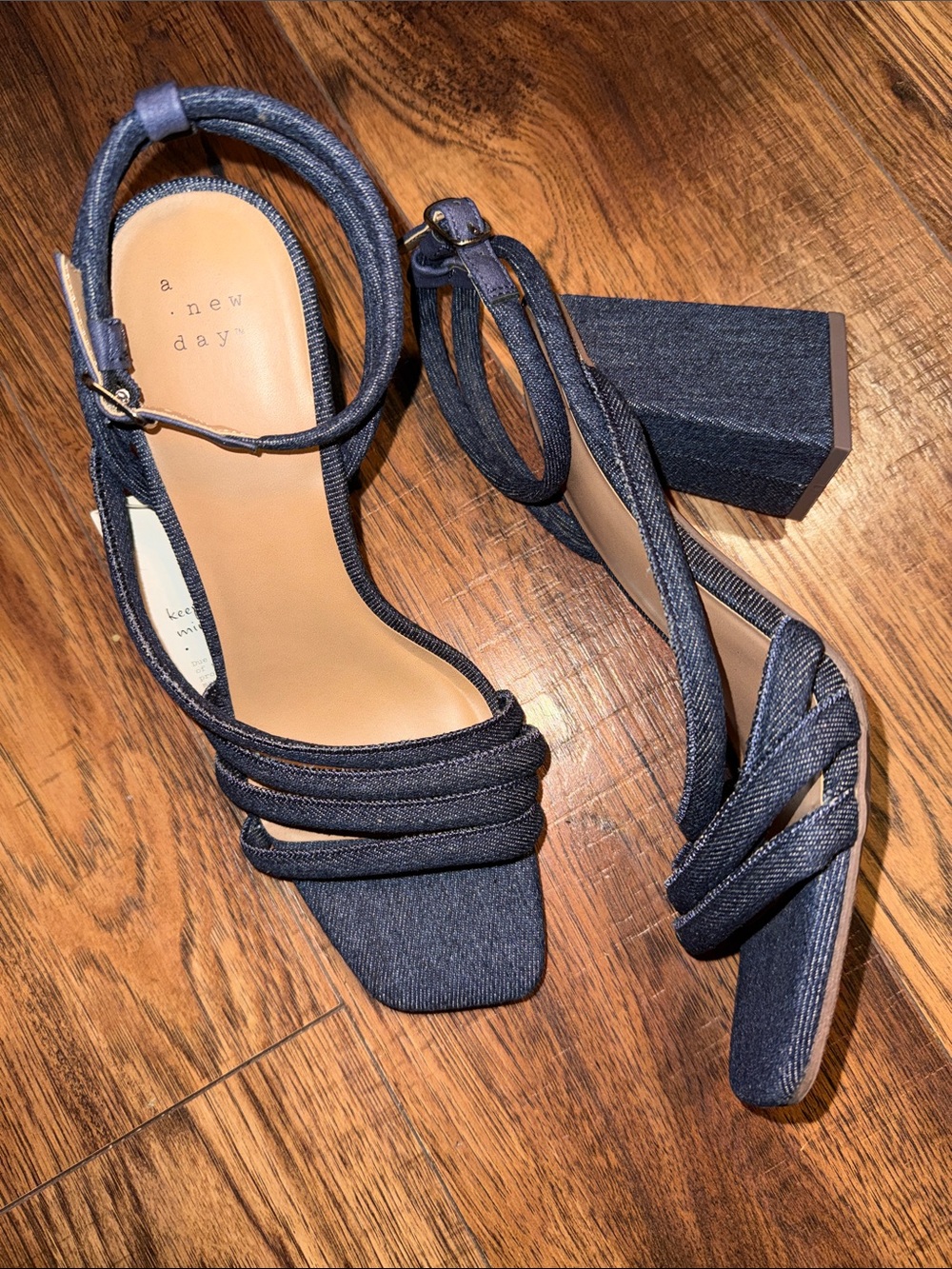 a new day Dark Blue Denim Block Heel Sandals